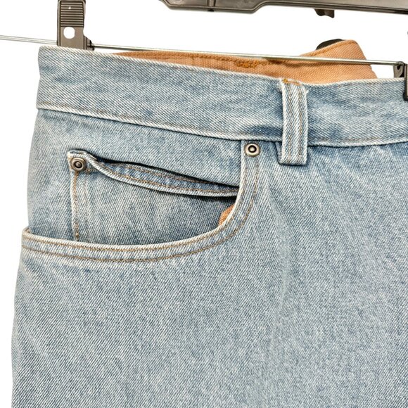 Duluth Trading Co Relaxed Fit Jeans Mens 38x32 Light Blue Cotton Denim Pockets - Picture 7 of 10